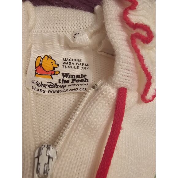 Toddler Girls Sweater Hoodie Zipper Front By Winnie The Pooh White Red Ruffles - Picture 6 of 8